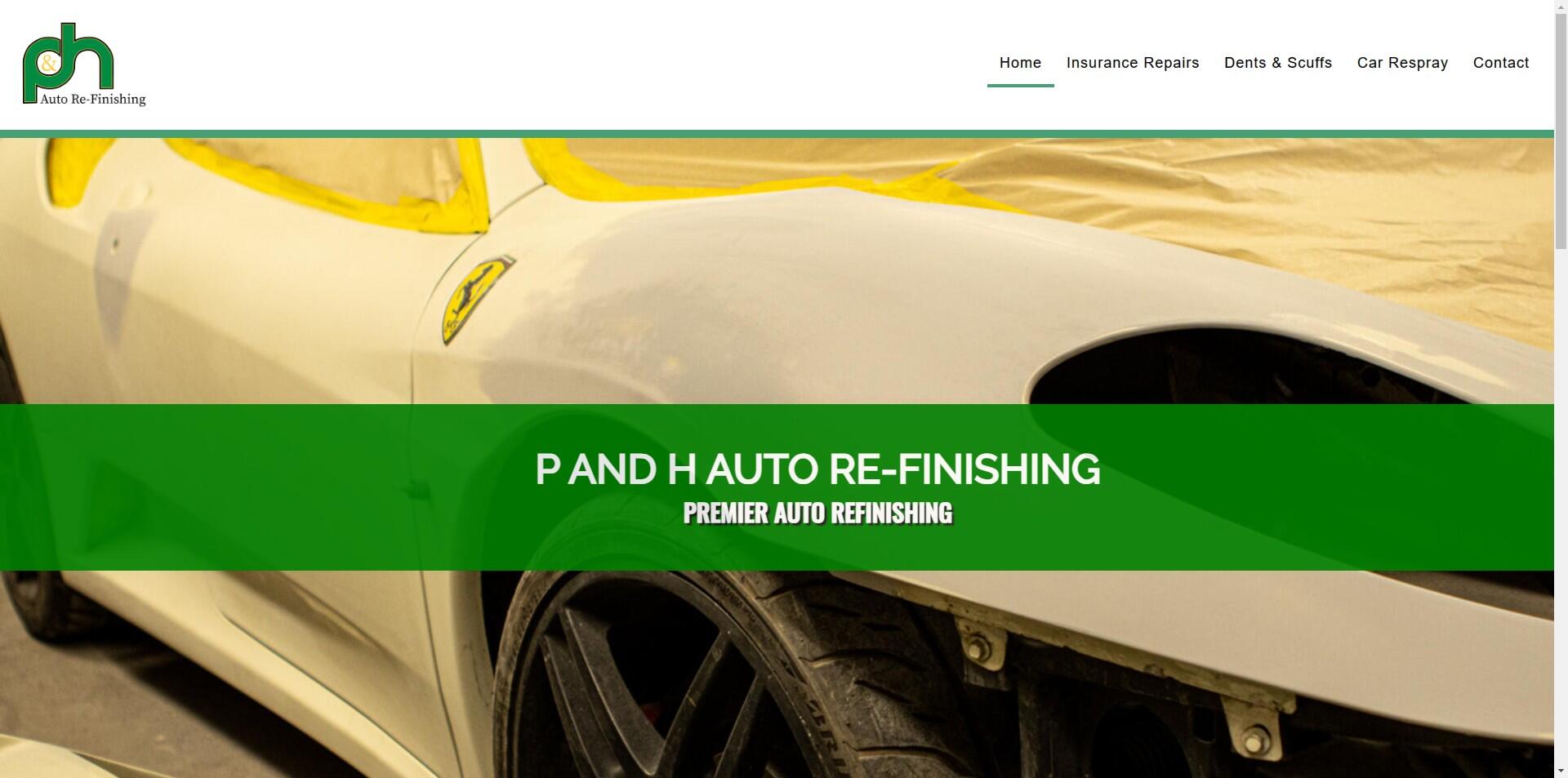 website designed for P and H Autos