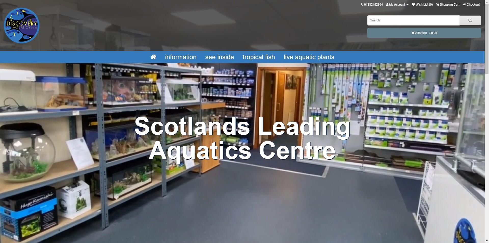 website designed for Discovery Aquatics