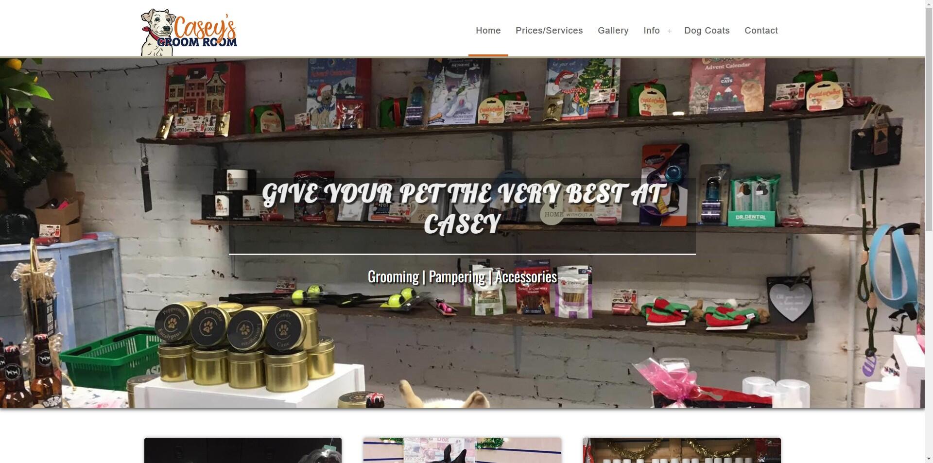 website designed for Caseys Groom Room