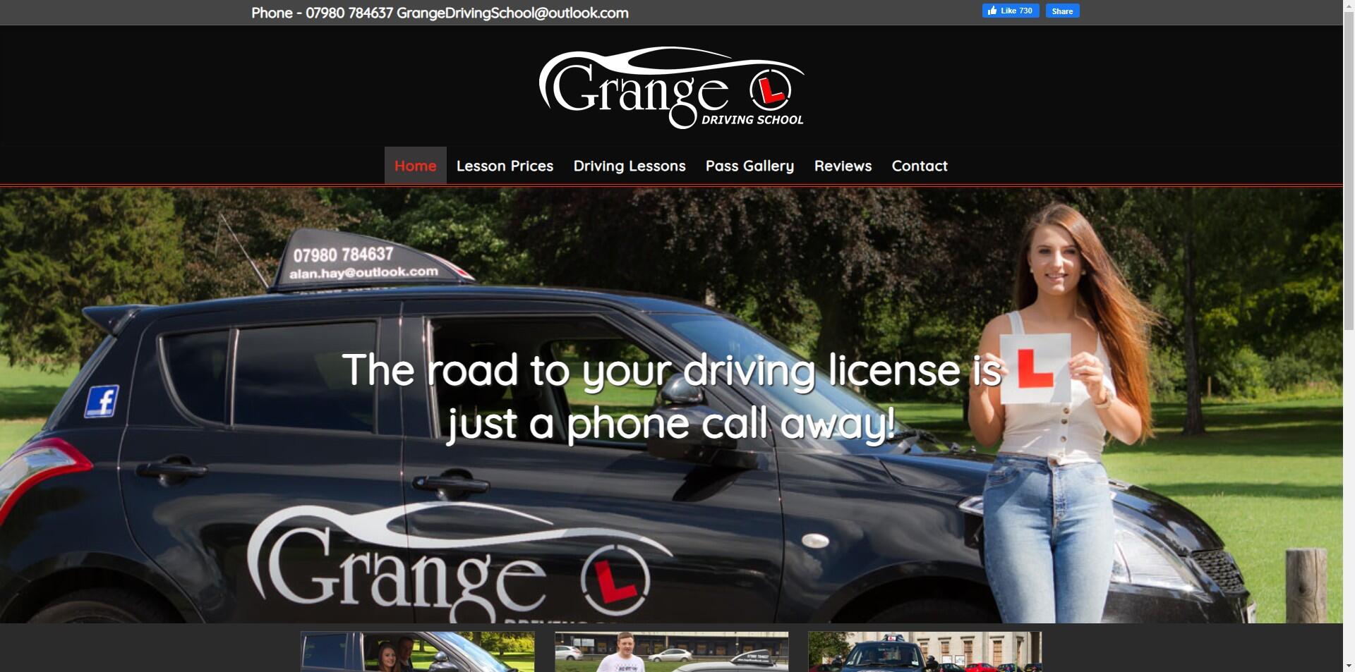 website designed for Grange Driving School