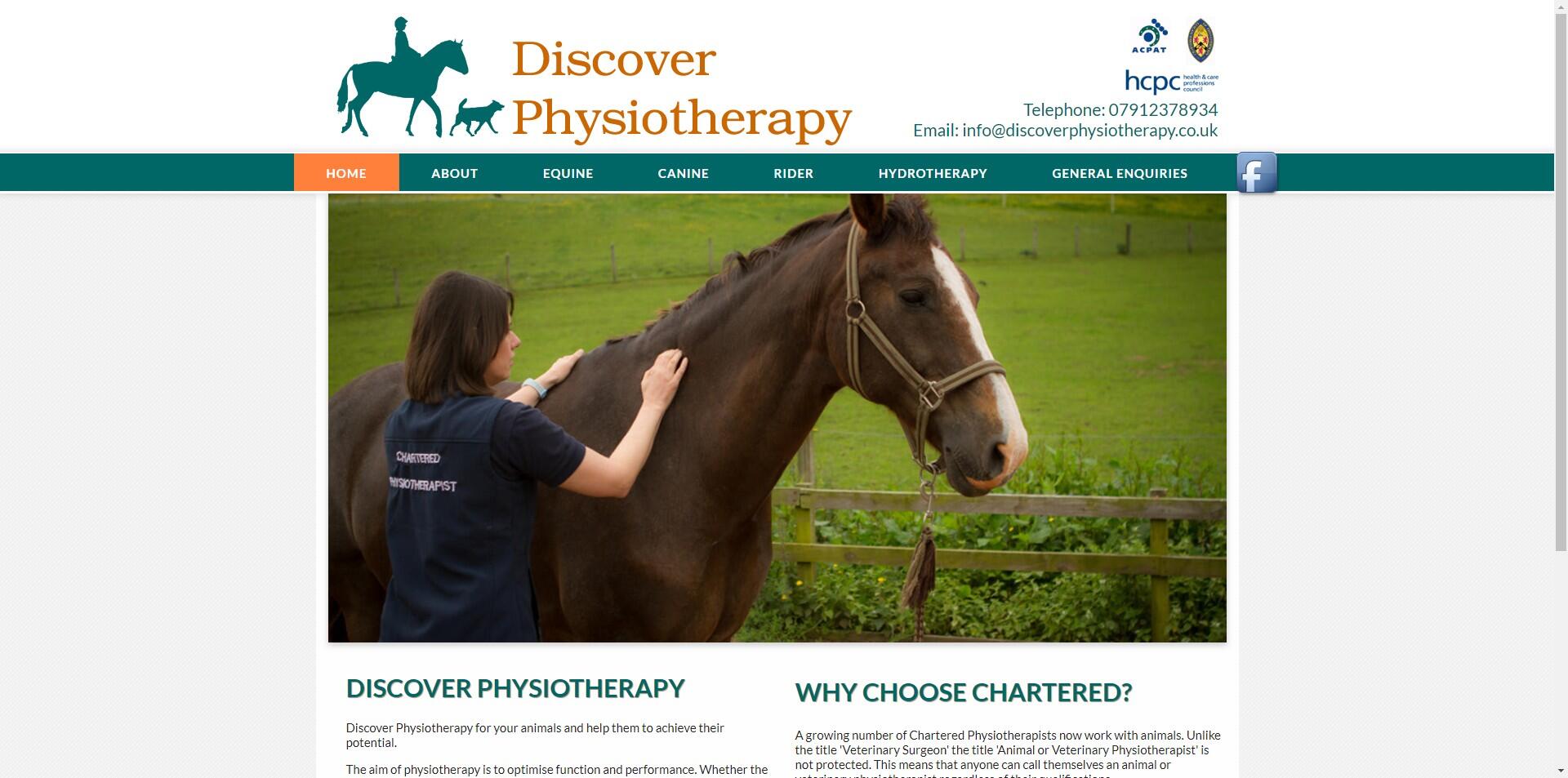 website designed for DISCOVER PHYSIOTHERAPY