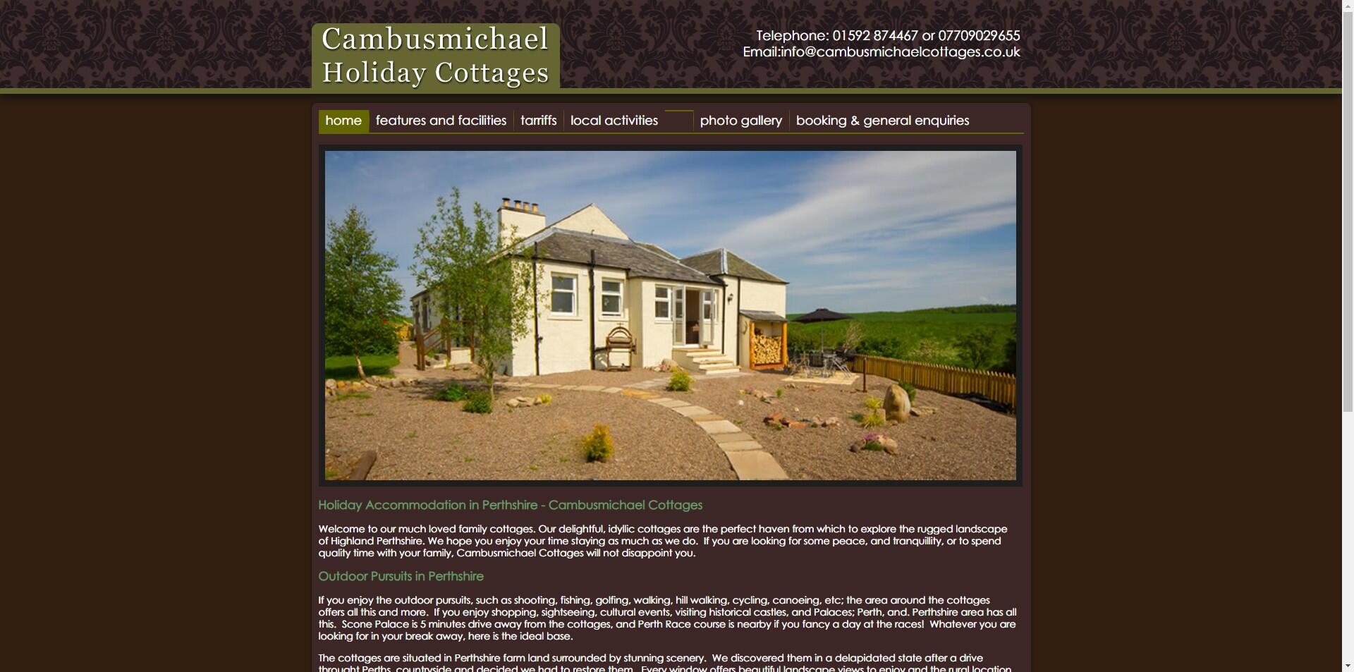 website designed for Cambusmichael Cottages
