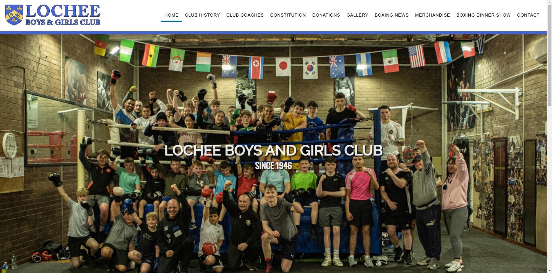 website designed for Lochee Boys Club