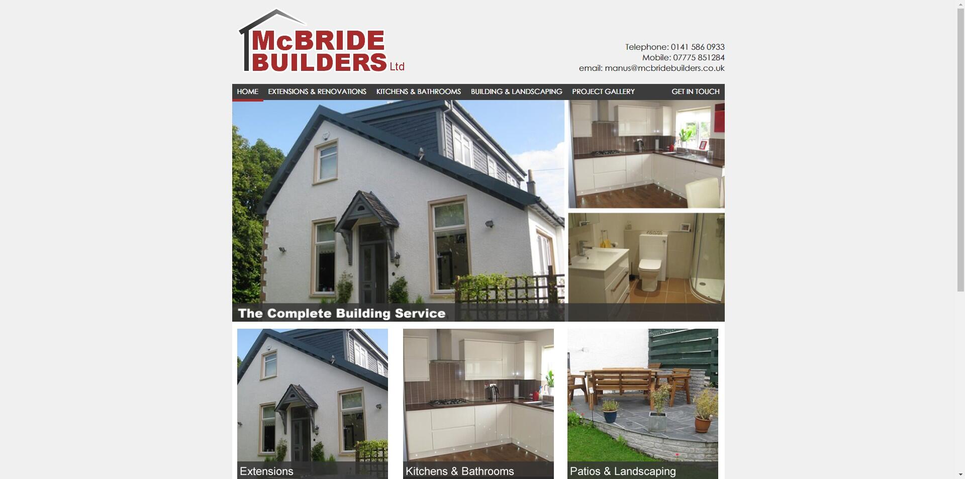 website designed for McBride Builders