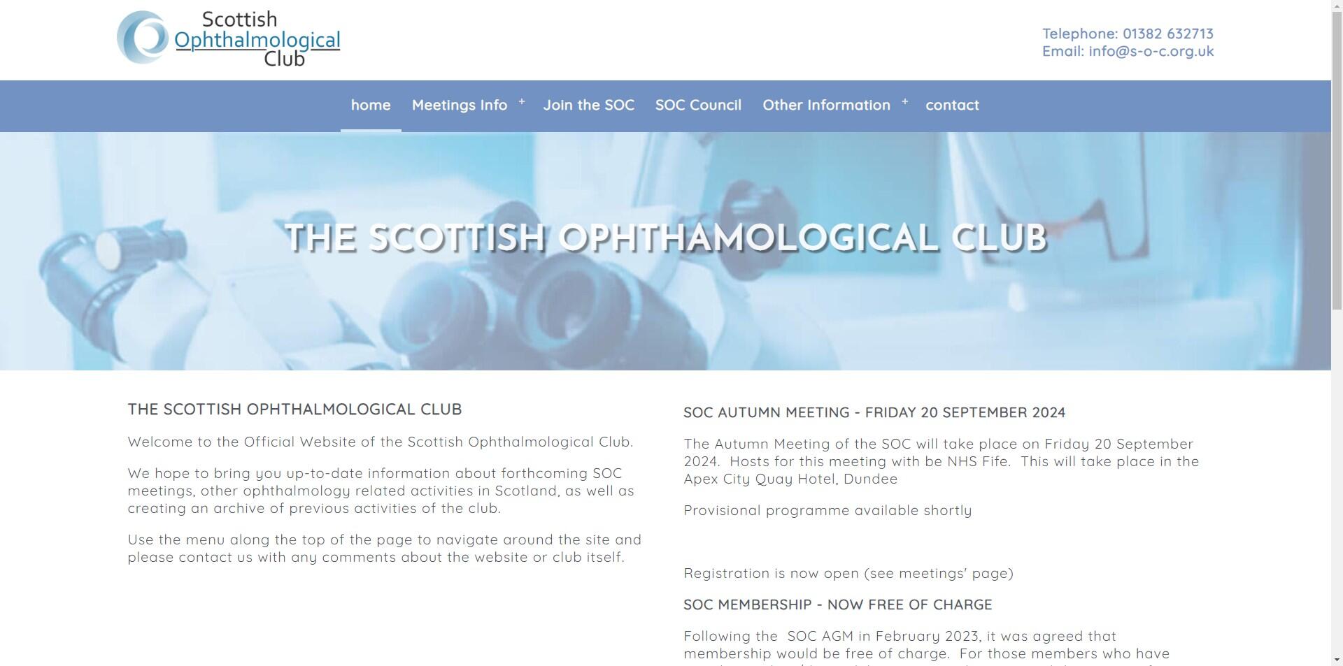 website designed for Scottish Opthalmology Club