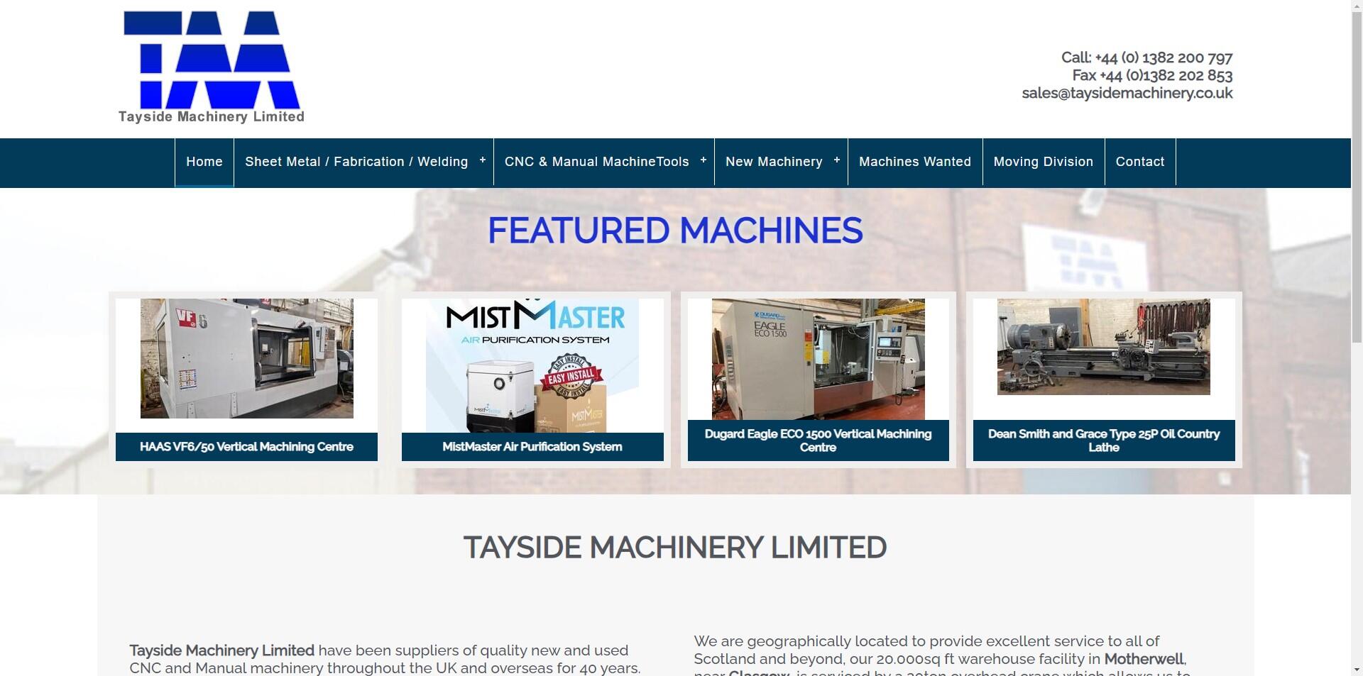 website designed for Tayside Machinery Ltd