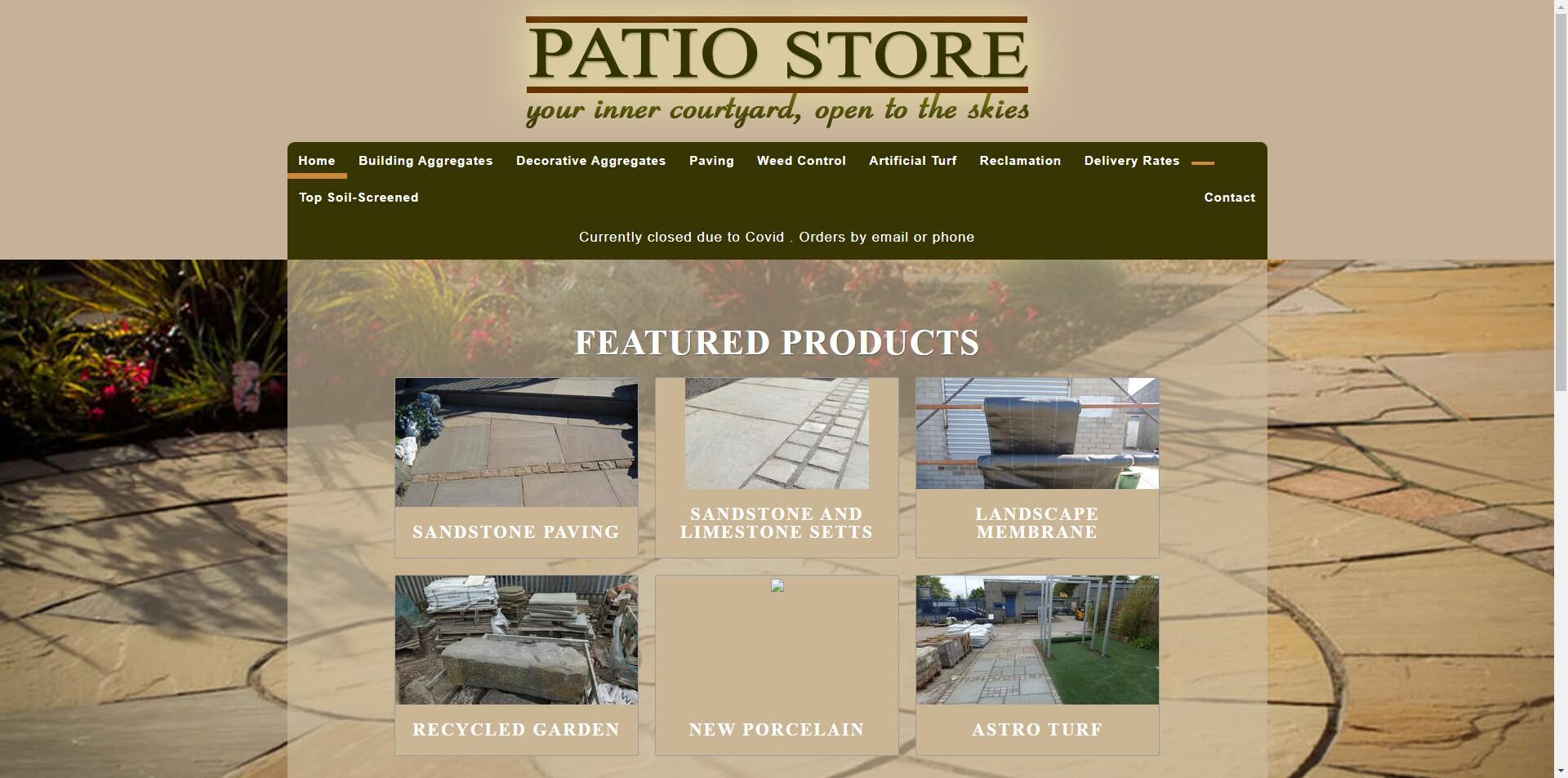 website designed for Patio Store