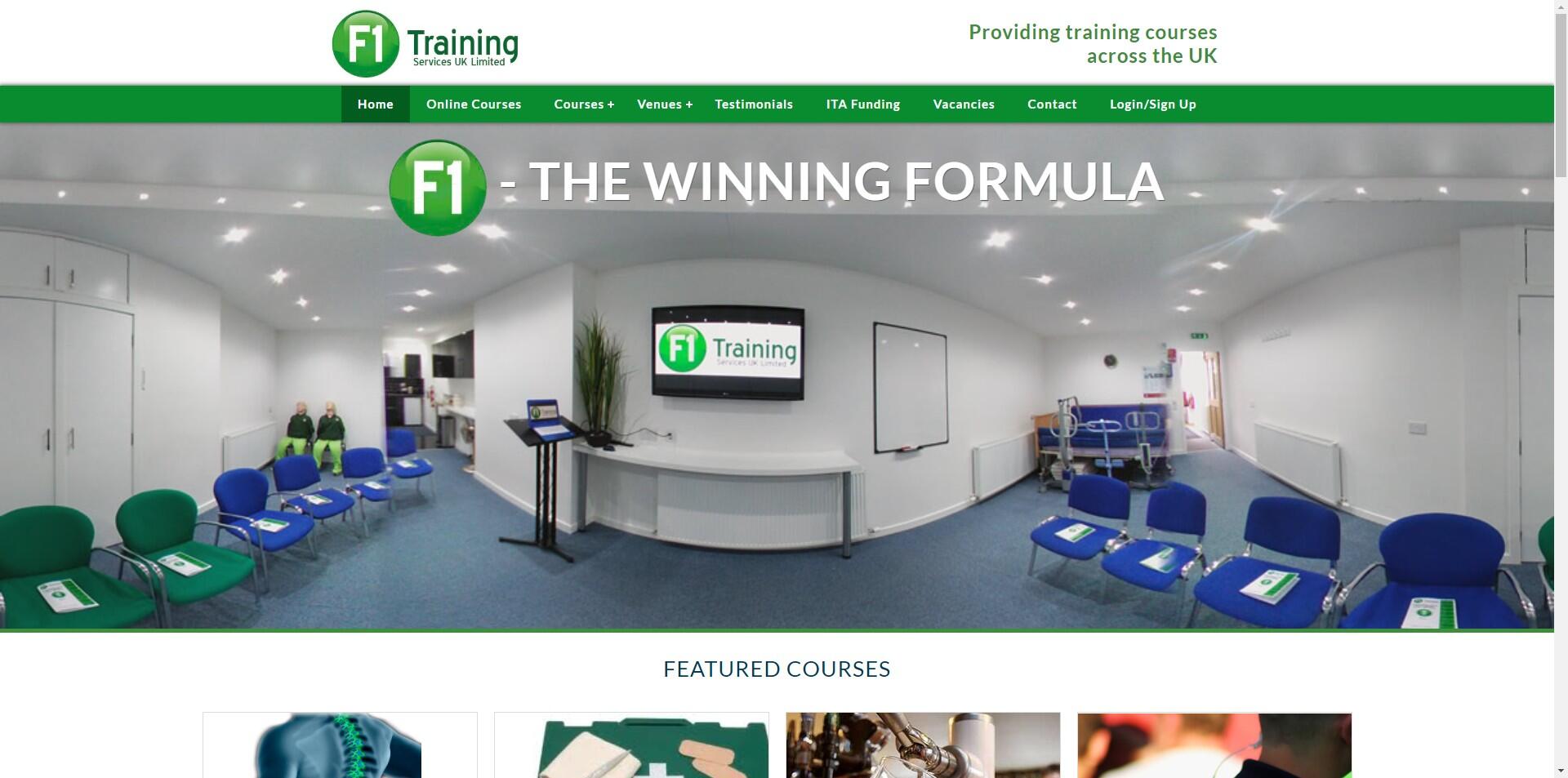 website designed for F1 Training Services Ltd